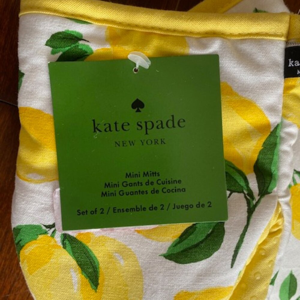 Kate Spade Lemon Oven Pot Mitts Holder Set